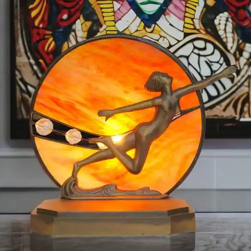 Wunderschönes Unikat Art Deco Tischlampe "MOONDANCER" Einzelstück Tischleuchte