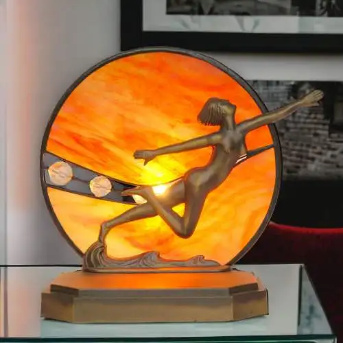 Wunderschönes Unikat Art Deco Tischlampe "MOONDANCER" Einzelstück Tischleuchte