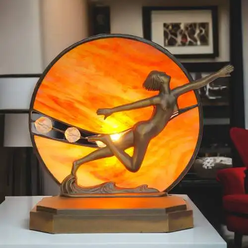 Wunderschönes Unikat Art Deco Tischlampe "MOONDANCER" Einzelstück Tischleuchte