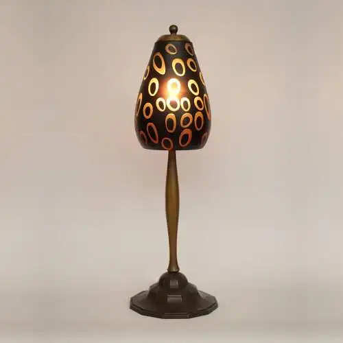 Art Deco Design Tischleuchte "ORANGE BUBBLES" Unikat Mid-Century Tischlampe