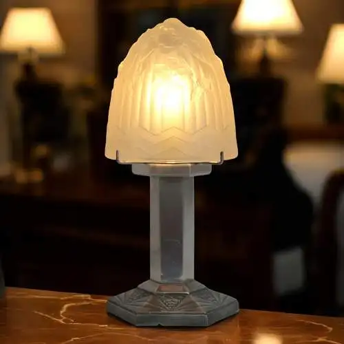 Französische Art Déco Tischleuchte "VAUGIRARD"Tischlampe signiert Depose