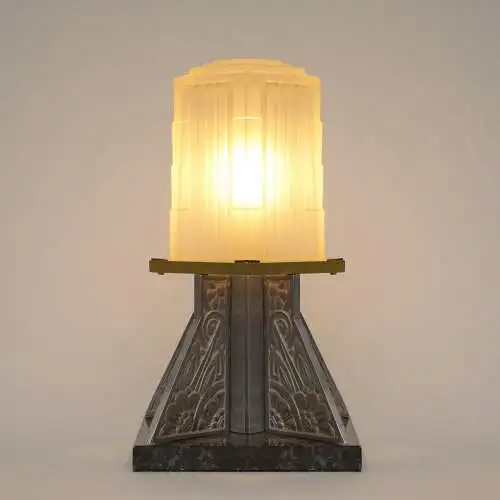 Original französische Art Déco Tischleuchte "POPINCOURT" 1930 Tischlampe Sabino