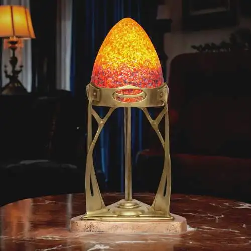 Original französische Jugendstil Tischleuchte "MONTPARNASSE" 1900 Messinglampe