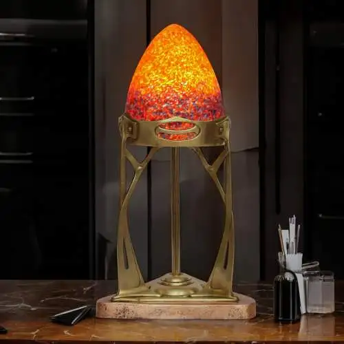 Original französische Jugendstil Tischleuchte "MONTPARNASSE" 1900 Messinglampe