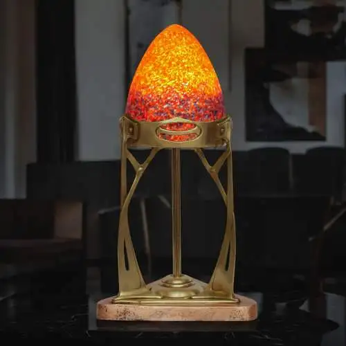 Original französische Jugendstil Tischleuchte "MONTPARNASSE" 1900 Messinglampe