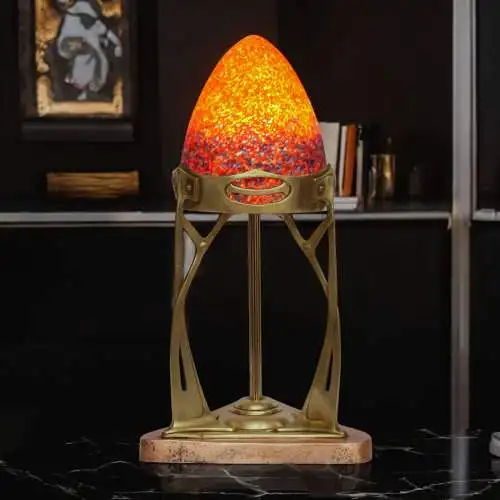 Original französische Jugendstil Tischleuchte "MONTPARNASSE" 1900 Messinglampe