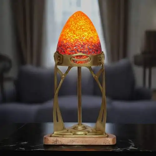 Original französische Jugendstil Tischleuchte "MONTPARNASSE" 1900 Messinglampe