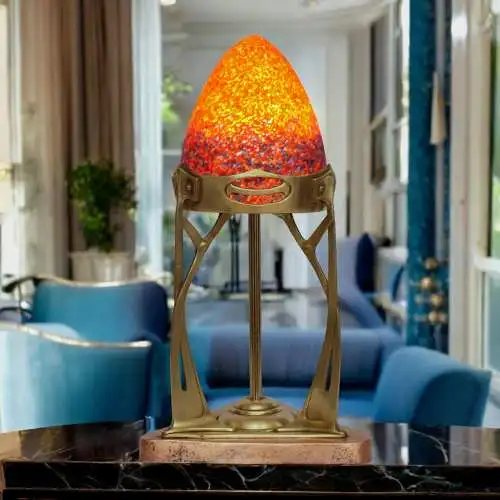 Original französische Jugendstil Tischleuchte "MONTPARNASSE" 1900 Messinglampe