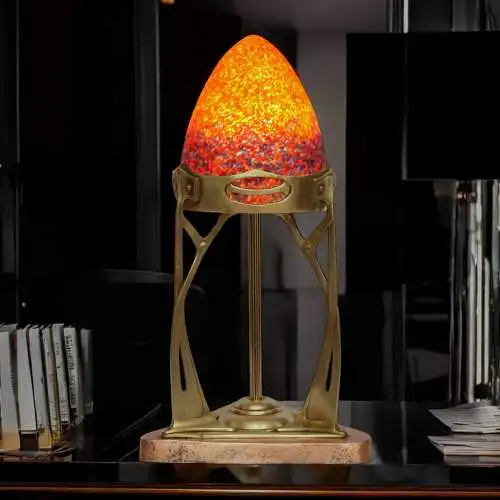 Original französische Jugendstil Tischleuchte "MONTPARNASSE" 1900 Messinglampe