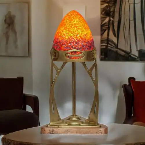 Original französische Jugendstil Tischleuchte "MONTPARNASSE" 1900 Messinglampe