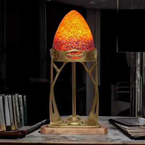 Original französische Jugendstil Tischleuchte "MONTPARNASSE" 1900 Messinglampe