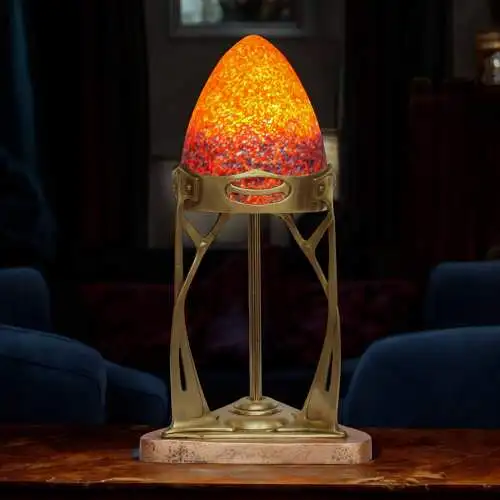 Original französische Jugendstil Tischleuchte "MONTPARNASSE" 1900 Messinglampe