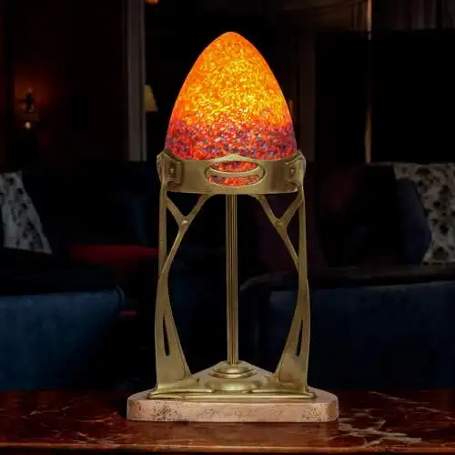 Original französische Jugendstil Tischleuchte "MONTPARNASSE" 1900 Messinglampe