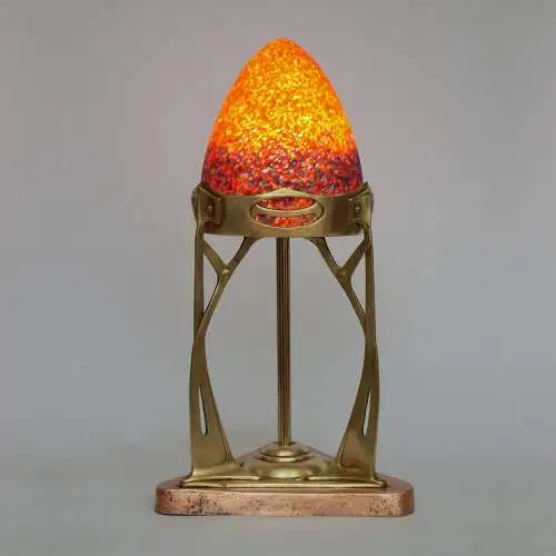 Original französische Jugendstil Tischleuchte "MONTPARNASSE" 1900 Messinglampe