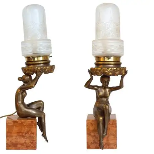 Einzigartige original Art Déco Figurenleuchte "ATHENE" Messinglampe 1920