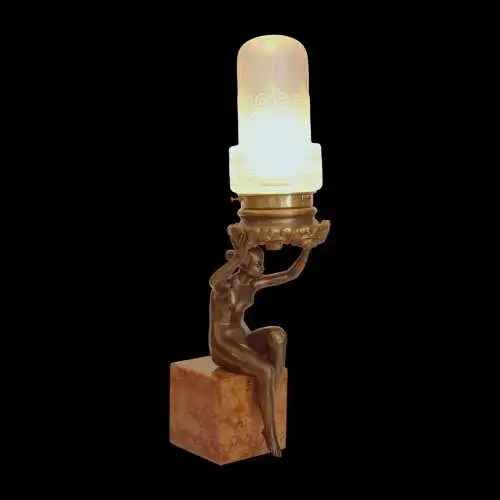 Einzigartige original Art Déco Figurenleuchte "ATHENE" Messinglampe 1920