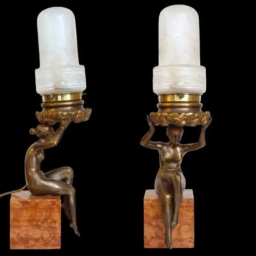 Einzigartige original Art Déco Figurenleuchte "ATHENE" Messinglampe 1920