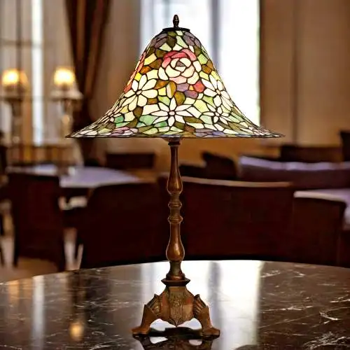 Sehr große, traumhafte Jugendstil Tiffany Tischleuchte Salonlampe "BIG DWARF"