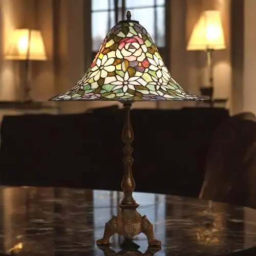 Sehr große, traumhafte Jugendstil Tiffany Tischleuchte Salonlampe "BIG DWARF"