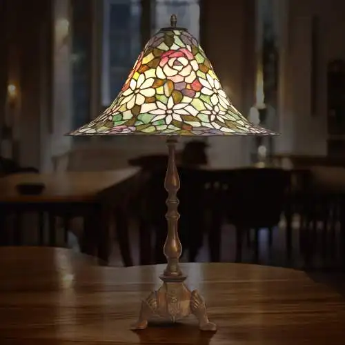 Sehr große, traumhafte Jugendstil Tiffany Tischleuchte Salonlampe "BIG DWARF"