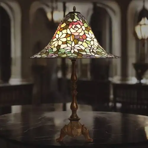 Sehr große, traumhafte Jugendstil Tiffany Tischleuchte Salonlampe "BIG DWARF"