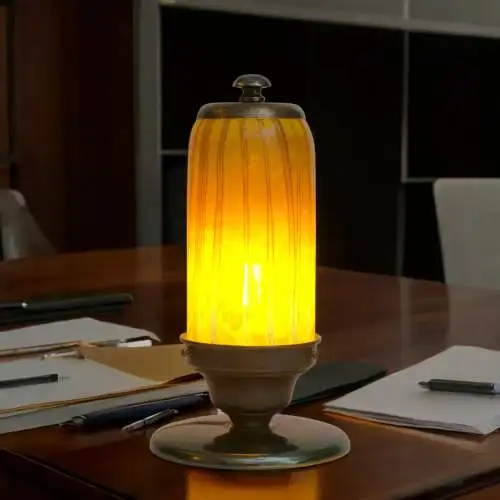 Elegante Art Déco Tischleuchte "CHRONIQUE PUBLICITAIRE" Messinglampe Unikat