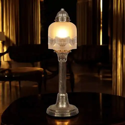 Unikat Art Déco Tischleuchte "L'OPÉRA" Messinglampe Tischlampe Einzelstück