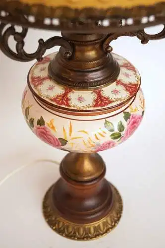 Traumhafte große Jugendstil Tischleuchte "ROSEWOOD" Petroleumlampe