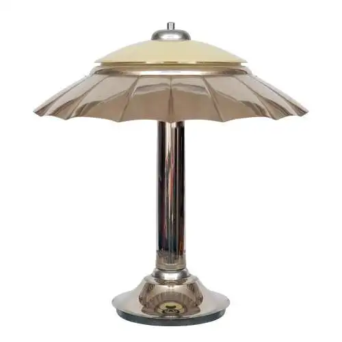 Orig. Art Déco Schreibtischleuchte "SILVER UMBRELLA" Bankerlampe Chrom 1930