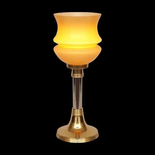 Sehr elegante Art Déco Tischleuchte Tischfluter "TASSE AMBRE" Unikat Messinglamp