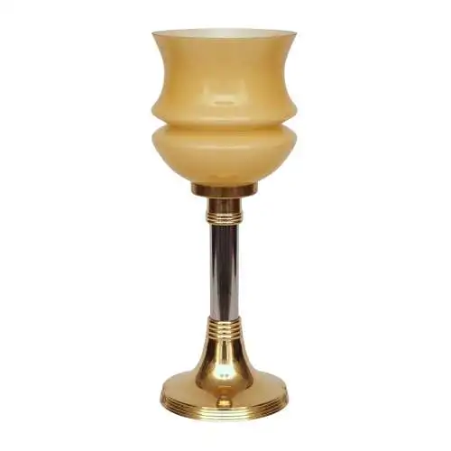 Sehr elegante Art Déco Tischleuchte Tischfluter "TASSE AMBRE" Unikat Messinglamp