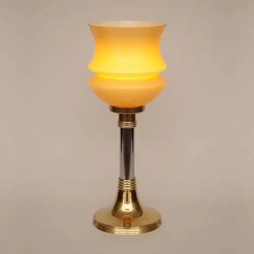 Sehr elegante Art Déco Tischleuchte Tischfluter "TASSE AMBRE" Unikat Messinglamp