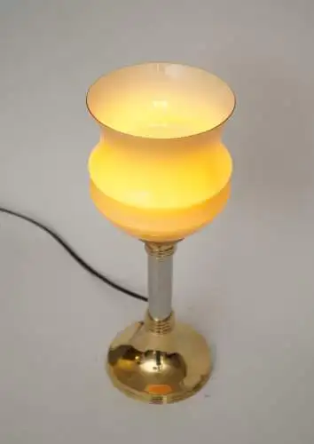 Sehr elegante Art Déco Tischleuchte Tischfluter "TASSE AMBRE" Unikat Messinglamp