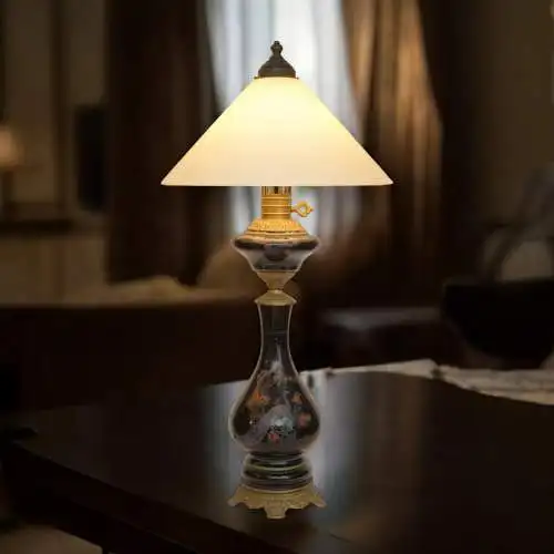 Traumhafte Jugendstil Tischleuchte "OISEAU DE PARADIS" Tischlampe Majolika