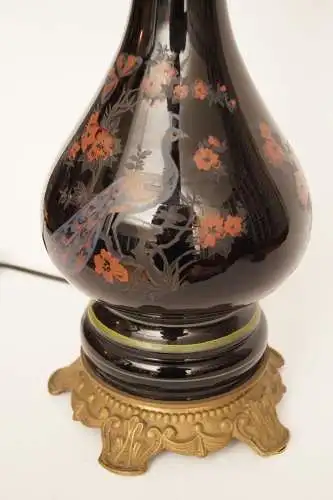 Traumhafte Jugendstil Tischleuchte "OISEAU DE PARADIS" Tischlampe Majolika