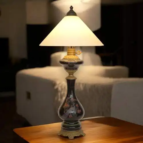 Traumhafte Jugendstil Tischleuchte "OISEAU DE PARADIS" Tischlampe Majolika