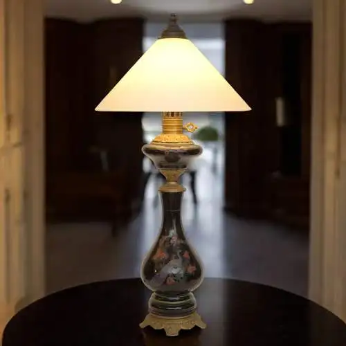 Traumhafte Jugendstil Tischleuchte "OISEAU DE PARADIS" Tischlampe Majolika