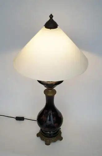 Traumhafte Jugendstil Tischleuchte "OISEAU DE PARADIS" Tischlampe Majolika