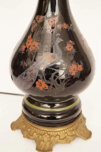 Traumhafte Jugendstil Tischleuchte "OISEAU DE PARADIS" Tischlampe Majolika