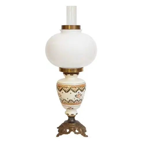 Klassische Jugendstil Tischleuchte "MADAME WHITE" Unikat Tischlampe Majolika