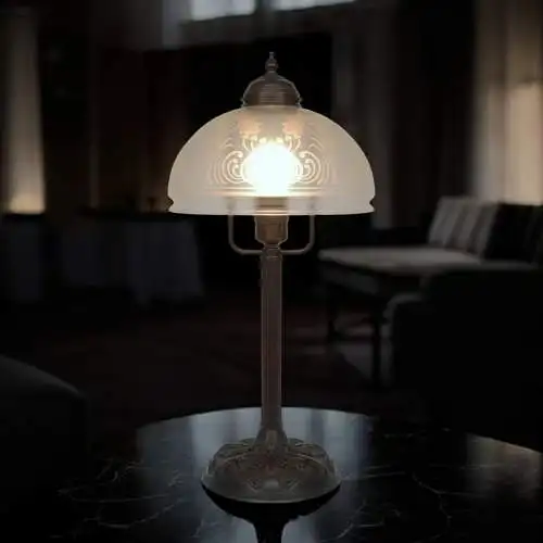 Traumhaft schöne Jugendstil Tischlampe "MELANGÉ" Kaffeehausleuchte geätzt