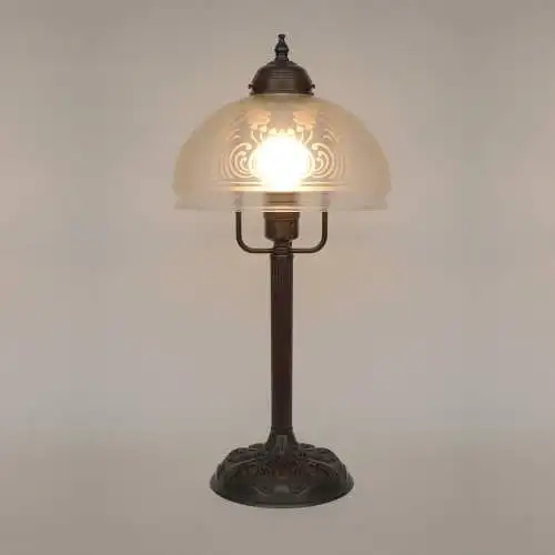 Traumhaft schöne Jugendstil Tischlampe "MELANGÉ" Kaffeehausleuchte geätzt