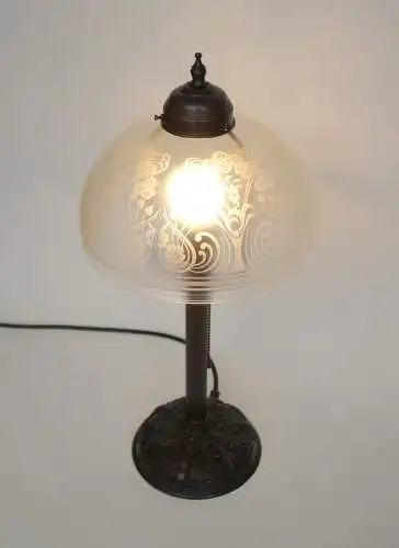 Traumhaft schöne Jugendstil Tischlampe "MELANGÉ" Kaffeehausleuchte geätzt