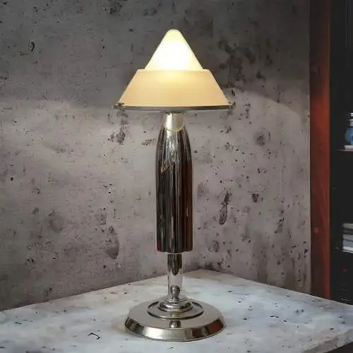 Design Lampe Tischleuchte "SILVER TURBINE" Art Déco Retro Mid Century Unikat