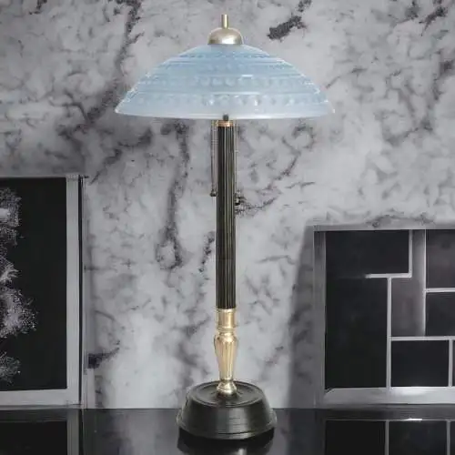 Art Deco Lampe Tischleuchte Einzelstück "BLACK & BLUE" Tischlampe