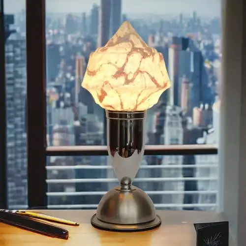 Design Bauhaus Art Deco Tischleuchte "JETTE" Unikat Tischlampe Schreibtischlampe