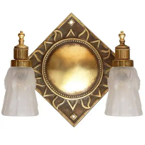 Art Deco Wandleuchte "RAYONS DU SOLEIL" Messinglampe Einzelstück Unikat Lampe