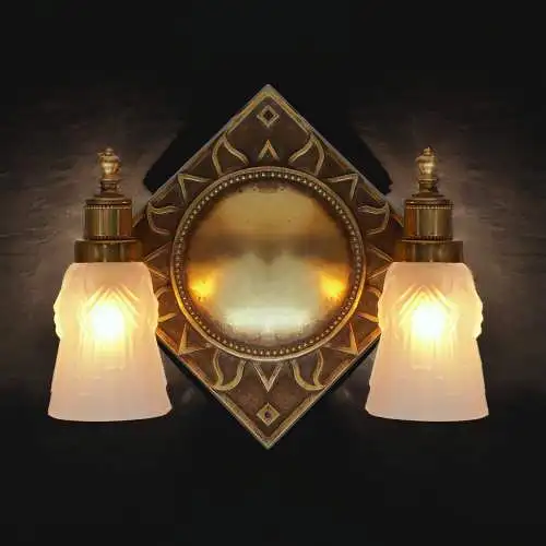 Art Deco Wandleuchte "RAYONS DU SOLEIL" Messinglampe Einzelstück Unikat Lampe