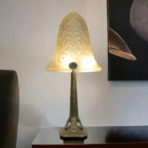 Signierte original französische Art Deco Tischlampe "LA CHIMERE PARIS"  1920