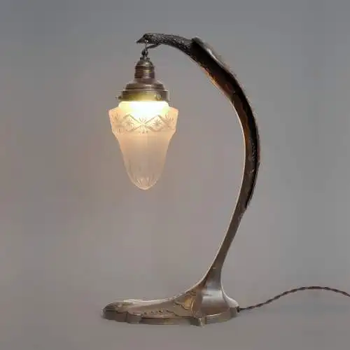 Große Art Déco Tischleuchte "SERPENT" Charles Ranc Messinglampe 1920